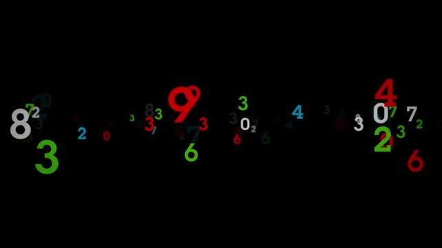 Floating Colorful Numbers with Subscripts on Dark Background

