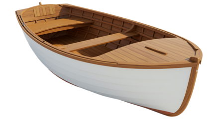 Classic Wooden Rowboat Isolated on Black Background Demonstrating Craftsmanship and Traditional Boat Building Techniques for Maritime Enthusiasts