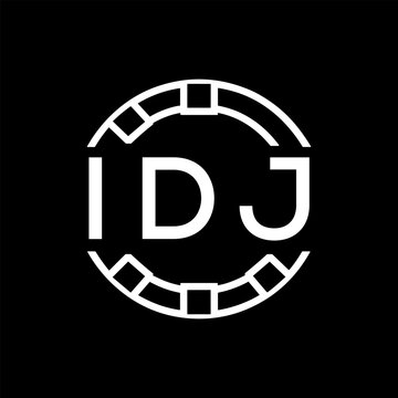 IDJ Minimalist IDJ Logo Design on Black Background &ndash; IDJ Later Logo, Modern Circular Branding Concept
