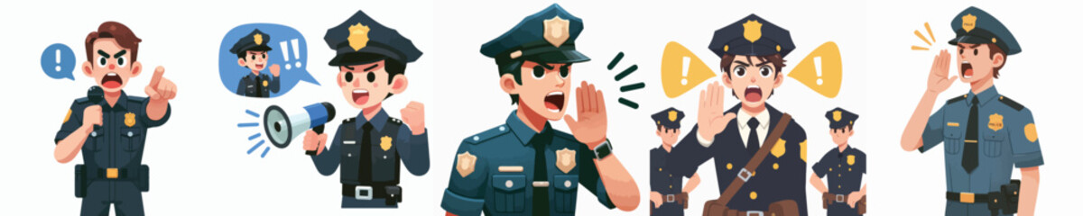 police character vector is shouting