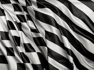 Black and white checkered and striped fabric image