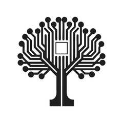 Microchip Barcode Tree Concept for Modern Tech Business
