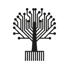 Microchip Barcode Tree Concept for Modern Tech Business