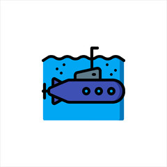 Blue submarine floats peacefully underwater near the ocean floor, exploring the depths with a sense of adventure and wonder.