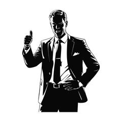 Confident businessman in suit giving a thumbs up gesture