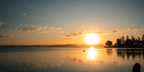 A tranquil evening at Lake Macquarie at sunset