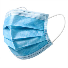Blue surgical mask isolated in white background