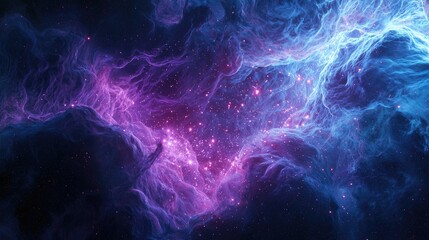 A cosmic nebula seamlessly morphing into a human brain's neural network, glowing synapses forming constellations, deep blue-violet hues, smooth energy 