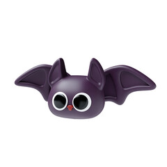 3D Halloween cute icon of a friendly bat. 3D render illustration