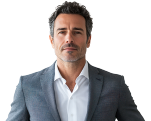 Confident mature man portrait wearing formal blazer and white shirt