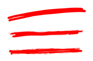 A set of red stroke paint Isolated transparent background 