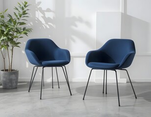 Elegant navy blue chairs create a modern, stylish interior design for your home or office space