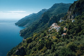 Fototapeta premium Coastal mountainside villages
