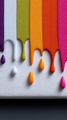 Colorful Glitter Paint Dripping on Canvas