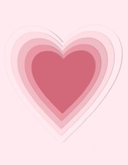 Pink Gradient Papercut Heart Layers. A soft pink gradient heart with multiple layers in papercut design. Great for love-themed cards and modern Valentine’s visuals.