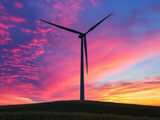 Obraz premium A wind turbine on a hill