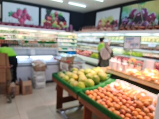 Blurred defocused view inside minimarket