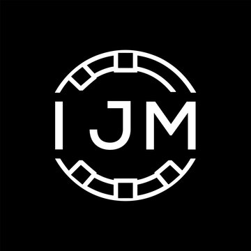 IJM Minimalist IJM Logo Design on Black Background &ndash; IJM Later Logo, Modern Circular Branding Concept
