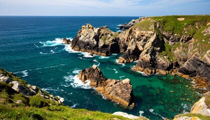 Rocky coast meeting turquoise water