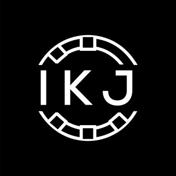IKJ Minimalist IKJ Logo Design on Black Background &ndash; IKJ Later Logo, Modern Circular Branding Concept
