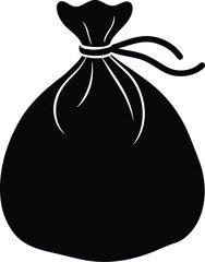 Silhouette Vector of Drawstring Trash Bag
