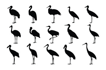 Elegant Heron Silhouettes: A collection of graceful heron silhouettes, showcasing their distinctive form and elegance against an unassuming backdrop.