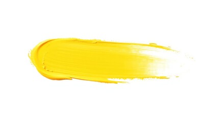 Vibrant smear of yellow pigment against stark white backdrop, a brushstroke of bright color for artistic creation and expressive background design