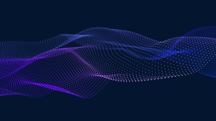 Futuristic wave with many dots. Abstract motion background of colored dots. Technology or science. 3d rendering Seamless loop. 4K	 - Powered by Adobe