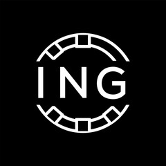 ING Minimalist ING Logo Design on Black Background – ING Later Logo, Modern Circular Branding Concept
