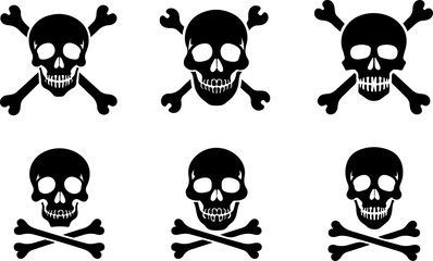 Fototapeta premium Skull and Crossbones Emblems Tattoo, design art vector bundle graphics