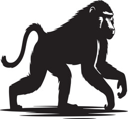 Black and white vector illustration of a wild running lion silhouette