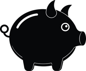Piggy Bank Vector Silhouette Icon