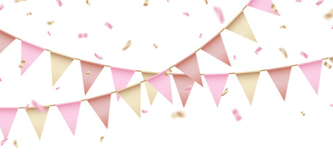 Colorful party flags background vector for celebration decoration.