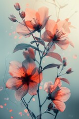 Delicate Ethereal Pink Flowers with Translucent Petals, Soft Glowing Light