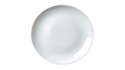 Simple round white plate isolated on a clean background, ideal for showcasing culinary creations.