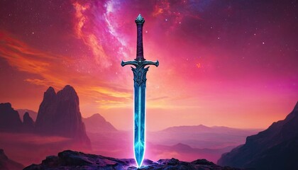 3d illustration of a fantasy sword isolated on a white background
1