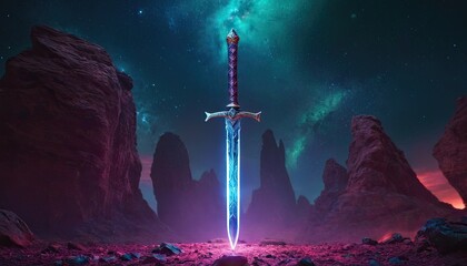 3d illustration of a fantasy sword isolated on a white background
4