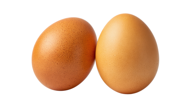 Two brown eggs on a white isolate background, perfect for culinary and food-related projects.