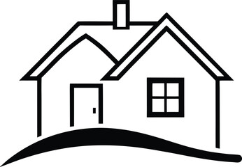 village house icon on transparent background