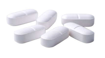 White tablets arranged on a white isolated background.