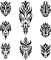 Masks, Tribal, Ethnic, Abstract tattoo design