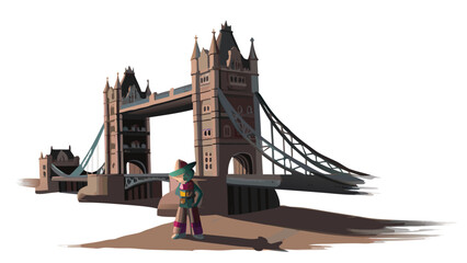  tower bridge in london vector color drawing