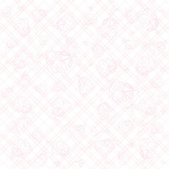 Fototapeta premium flower, butterfly, pastel pink, background, line art, cartoon style, cute, vintage, minimal, soft, textile, nature, wallpaper, romantic, sweet, delicate, leaves, petals, floral pattern, drawing