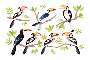 Toucans on the Branch: A vibrantly illustrated depiction of toucans perched on branches, bringing forth the colorful vibrancy and biodiversity of a tropical setting.