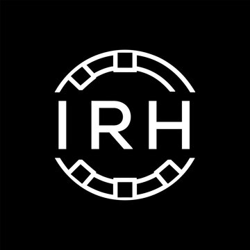 IRH Minimalist IRH Logo Design on Black Background &ndash; IRH Later Logo, Modern Circular Branding Concept
