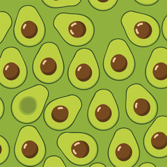 Seamless pattern with fresh green avocados abstract healthy food design