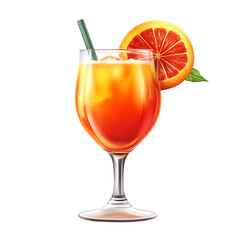 Fototapeta premium Refreshing orange cocktail with ice and a slice of citrus fruit isolated on transparent background