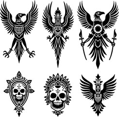 Tribal Skulls and Eagles tattoo Collection bundle