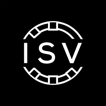 ISV Minimalist ISV Logo Design on Black Background &ndash; ISV Later Logo, Modern Circular Branding Concept

