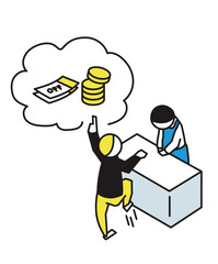 過度な要求をする人に対応する店員のイラスト
